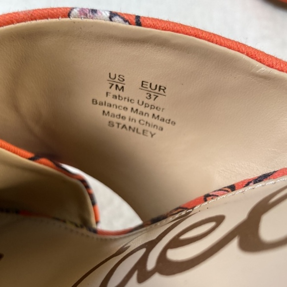 Sam Edelman Orange Floral Stanley Block Heel Sandals - Picture 8 of 9